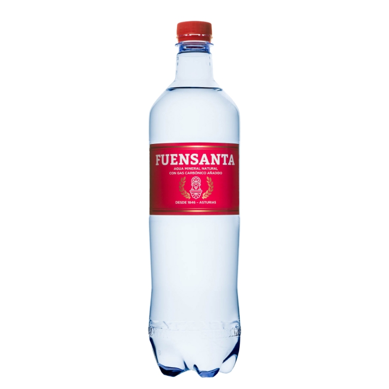 Botella de agua mineral de cristal 1L